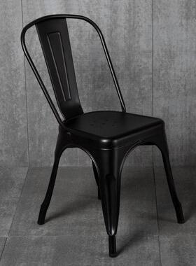工业风RKC椅背子家铁艺餐椅饭店餐厅黑色金经属济型单用人休闲靠
