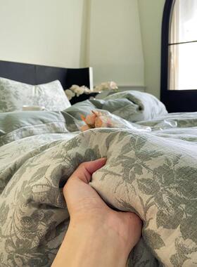 a类母婴级纯简棉上三层纱床UTY四件套约棉提花床单被套床笠三件套