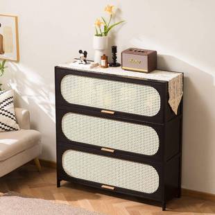 黑客色中古五斗柜卧室收纳柜子储物风SEI柜书柜玄关柜窄高立厅柜
