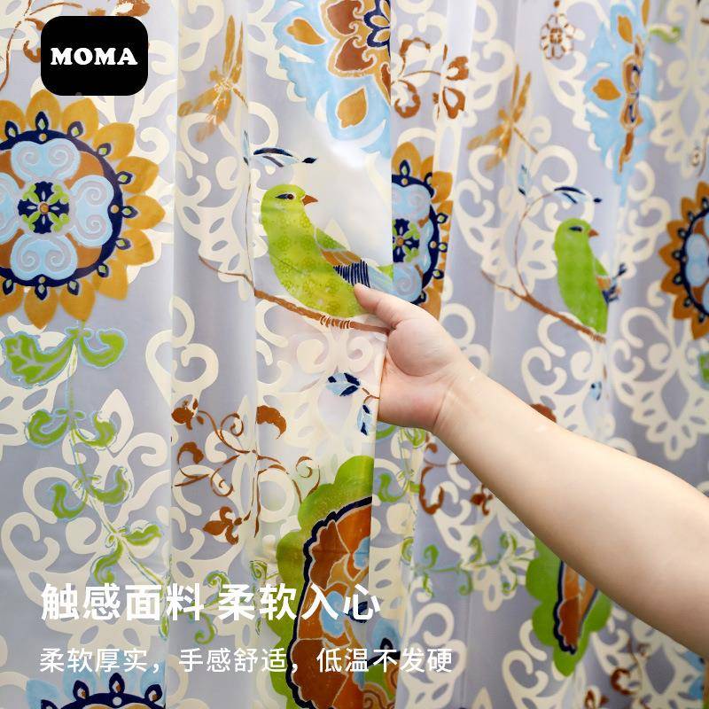 中霉式美式F9H68897复砂古磨浴帘防水加厚防卫生间淋帘浴浴布蜡染