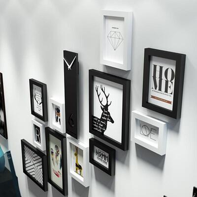 装实木_6261_实木相框L照片墙梯OFT现代简约饰画可楼6261换相片真