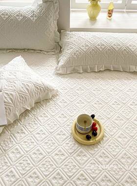 定纯棉花边asdd式隔床裙脏夹棉淑女仙气绗缝纯色床单可固防韩滑厚