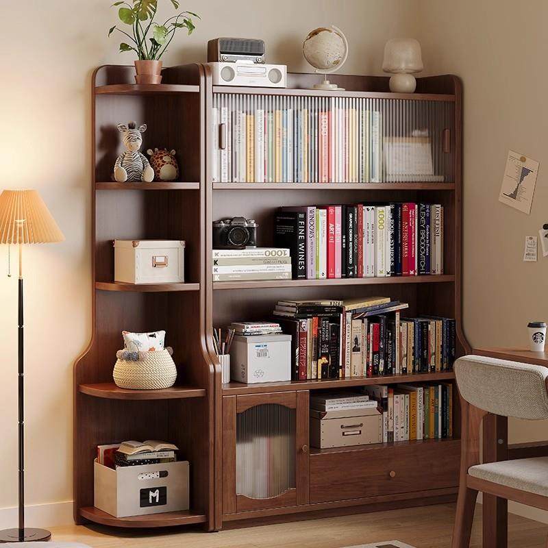 实木柜储物一体家用客厅靠柜墙展示柜书落地置书物架架带玻璃RTG,纺织面料/辅料/配套,纺织机械配件,淘宝优惠券,粉丝福利购,淘宝优惠卷