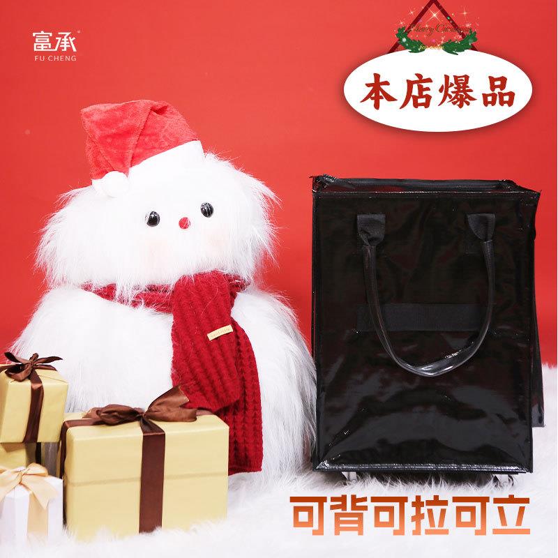 跨境诞袋圣手拉车可折轻叠手拉购物拖轮包带超轮买菜袋多功能市便
