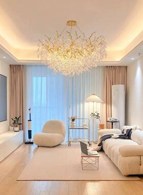 枝形客吊灯轻奢厅k9晶灯豪华法式餐厅书房卧室加水艺QFL厚铝材术