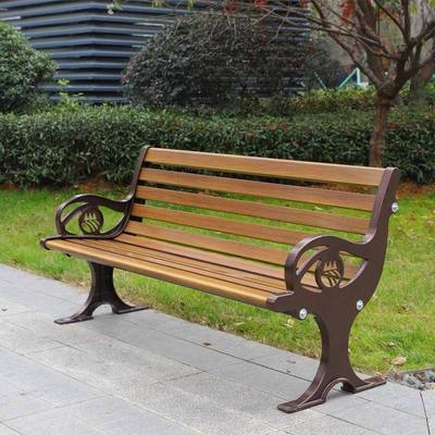 公园户外长椅子铁艺防腐GAD木椅合塑木靠背锌金庭室外长凳院休闲