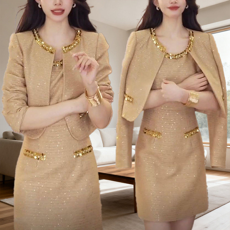 独特绝美套装小香风外套女秋季新款减龄一整套穿搭气质连衣裙套装,女装/女士精品,时尚套装,淘宝优惠券,粉丝福利购,淘宝优惠卷