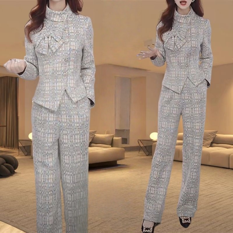 高端精致小香风两件套女2025秋冬新款时尚洋气女士显瘦直筒裤套装,女装/女士精品,时尚套装,淘宝优惠券,粉丝福利购,淘宝优惠卷