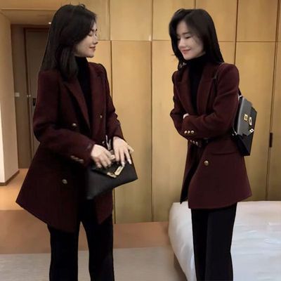 今年流行又a又飒套装轻熟风洋气复古西装外套长裤通勤两件套女冬
