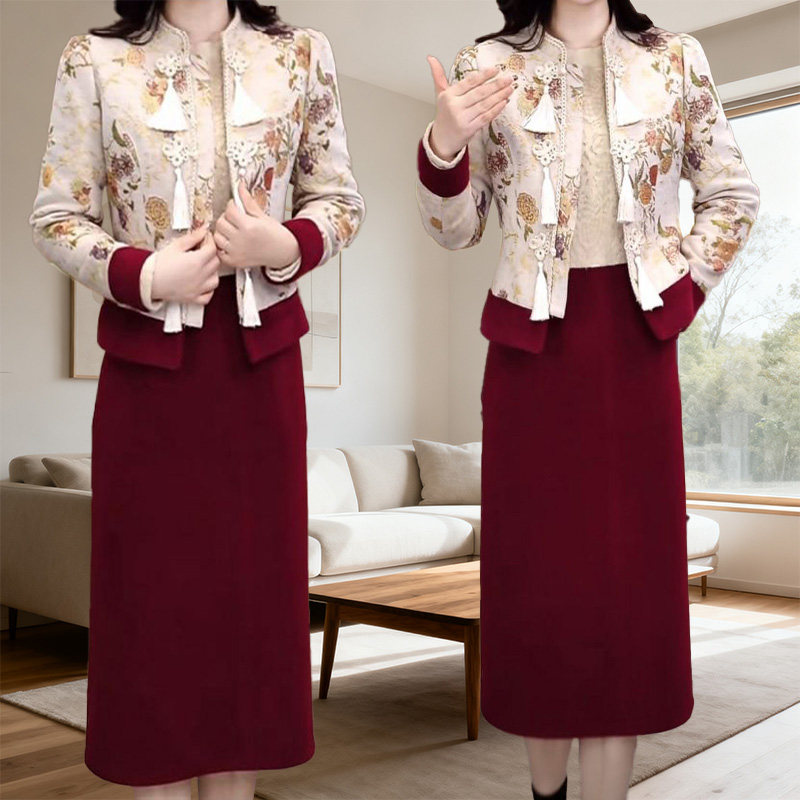 秋冬女士2025新中式国风外套+半身裙时尚洋气显瘦洋气气质两件套,女装/女士精品,时尚套装,淘宝优惠券,粉丝福利购,淘宝优惠卷