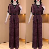 显瘦端庄大气阔腿裤 时尚 两件套 新款 中年妈妈装 气质套装 女2025夏季