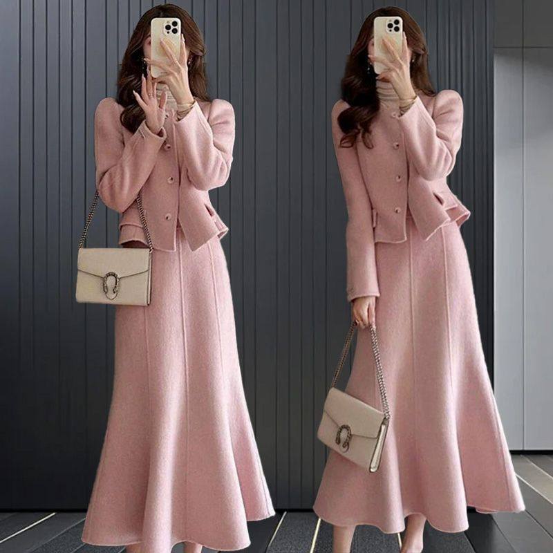 2024新款秋冬高级感今年流行小香风粉色外套半身裙气质名媛套装女,女装/女士精品,时尚套装,淘宝优惠券,粉丝福利购,淘宝优惠卷