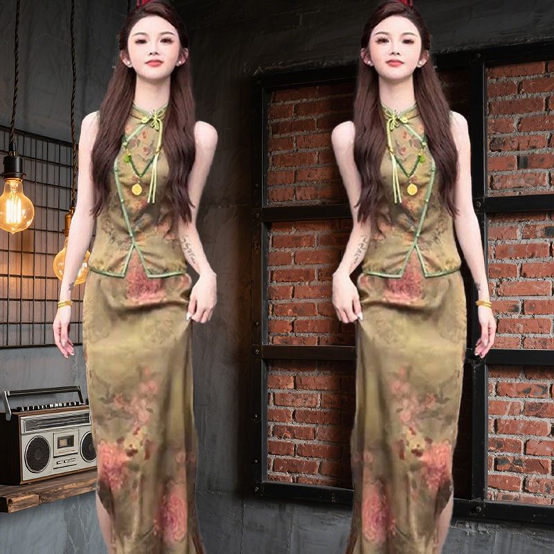 时尚显瘦夏季流行大方得体气质高级感新中式国风上衣半身裙套装女