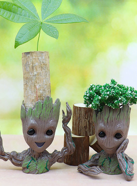 银河护卫队盆栽 树人格鲁特 花盆 笔筒 创意手办模型玩具公仔摆件
