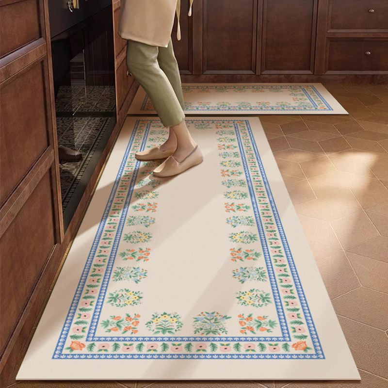 法式漫思诺厨房皮革地垫防滑门厅地毯防水防油免洗可擦洗家用脚垫
