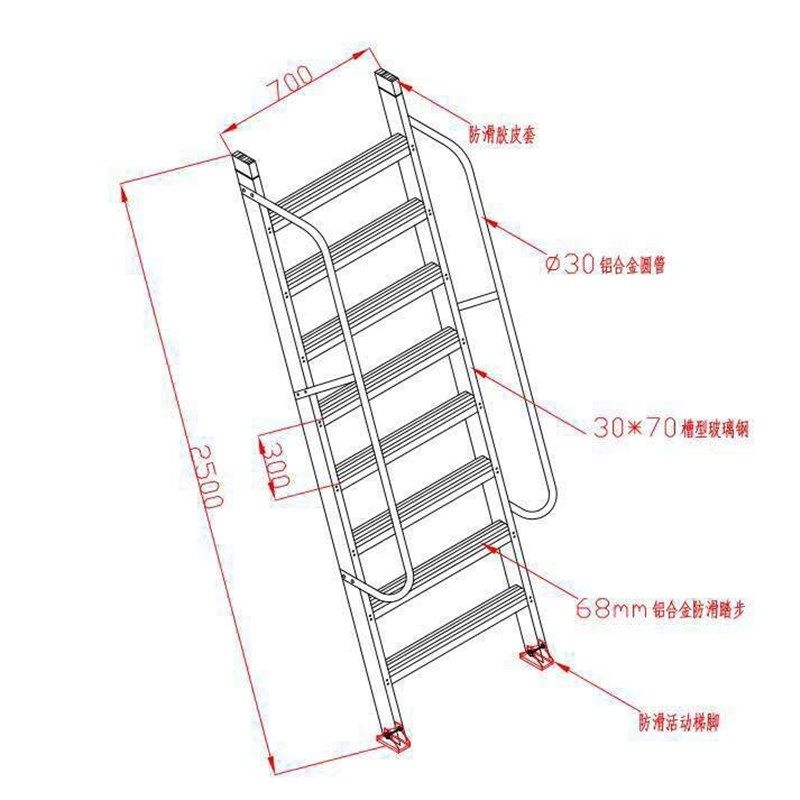 大连华峰加厚铝合金梯子2 3 4 5 m 米直梯扶梯阁楼楼梯爬梯登高梯
