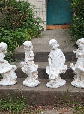 欧式玻璃钢人物雕塑艺术品客厅户外落地摆设可定制作乡村小女孩景