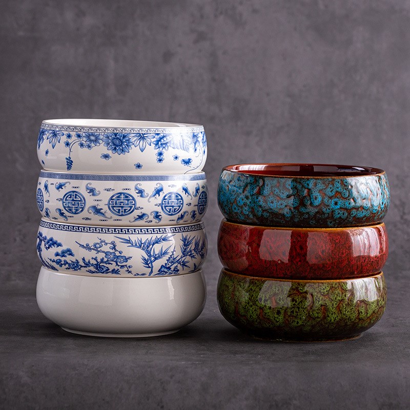 紫砂笔洗砚台书法大中小号陶瓷笔洗缸文房四宝水盂笔筒墨盘搁墨蝶