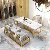 包邮 大理石客厅铁艺茶几茶桌椅新中式 创意沙发桌椅组合茶台长方桌