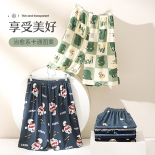 男士睡裤短裤纯棉夏季薄款宽松大码250斤休闲可爱情侣家居裤女夏