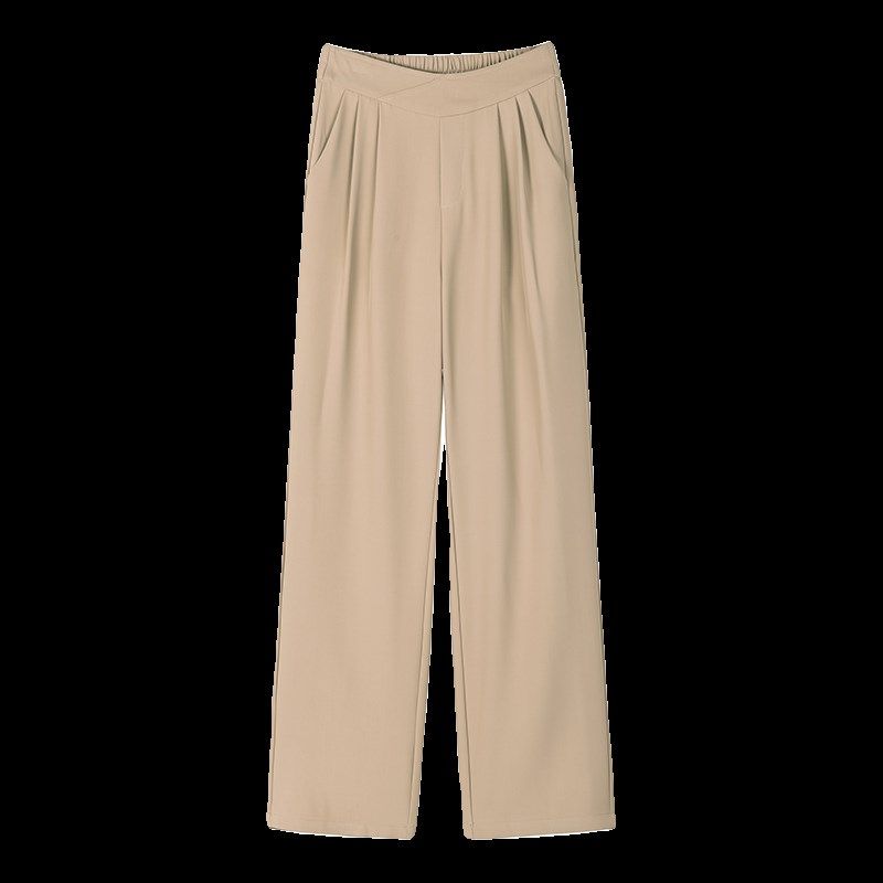 窄版西装裤女高个子夏大码胖mm高腰垂感拖地雪纺阔腿裤加长直筒裤