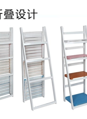 美式田园桌面木质三层花架多层花盆景架书架多肉花盆花架阶梯折叠