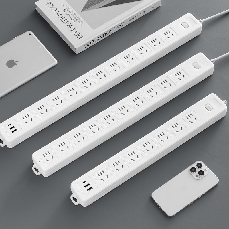 两脚插座面板多孔二孔扁薄插头超长线接线板二项带线USB插排双头