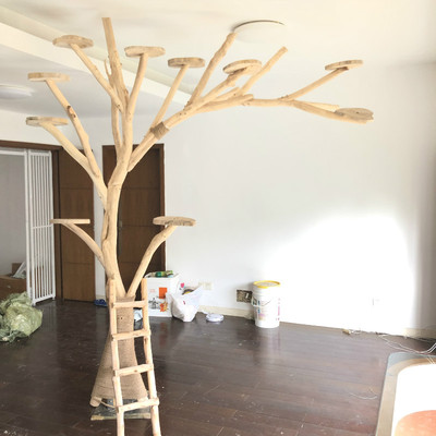 实木猫爬架耐磨不粘毛防腐原木枯树干大型猫窝网红猫爬树宠物跳台