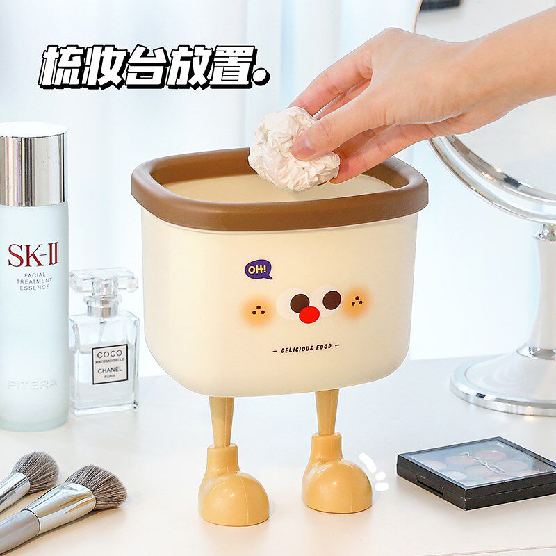 桌面垃圾桶小号迷你可爱带盖书桌上收纳桶办公室家用梳妆台纸篓