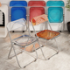 透明椅子久坐舒服家用餐椅阳台休闲网红凳子靠背可携式 压克力折叠