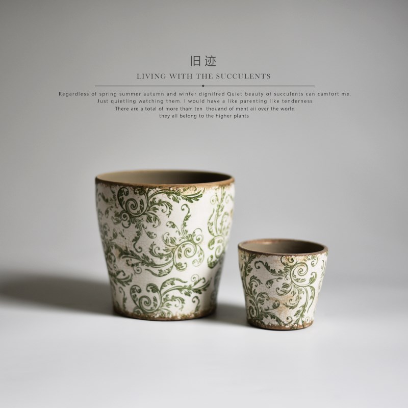 复古陶瓷花盆家用客厅阳台户外庭院欧式美式创意田园风柠檬树陶盆