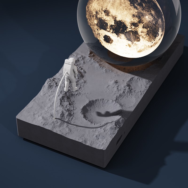 另一边水泥小夜灯充电水晶月球氛围灯家用床头睡眠夜灯节日送礼