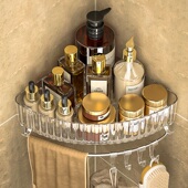 卫生间三角置物架浴室墙角免打孔壁挂式 收纳架洗手间洗漱台收纳盒