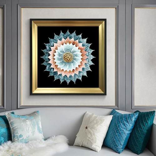 轻奢装饰画欧式客厅挂画美式餐厅壁画花开富贵沙发背景画