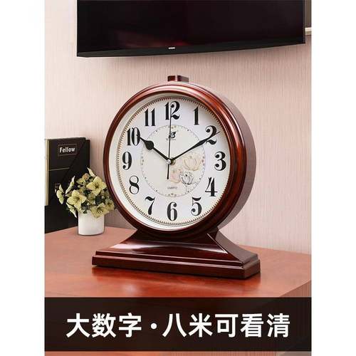 摆钟客厅家用石英台式座钟复古桌面钟表坐钟摆放式时钟摆件静音