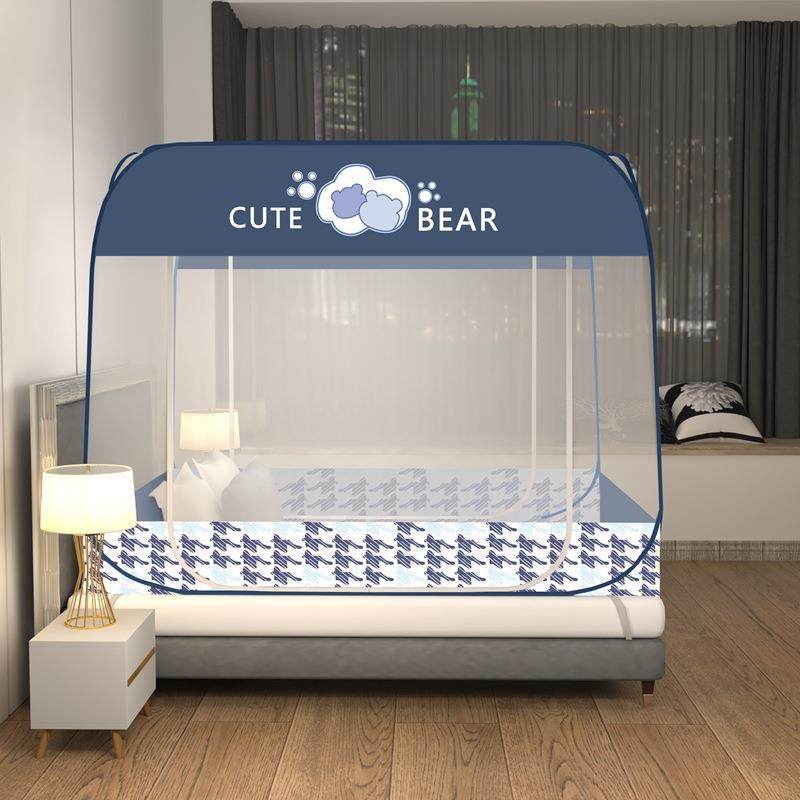 夏季免安装蒙古包蚊帐学生宿舍双开门方帐加大密封儿童防摔蚊帐