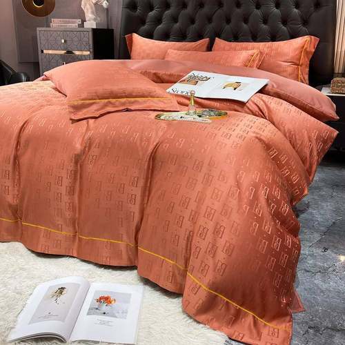 CB#纯色贡缎提花水洗冰丝四件套1.5m1.8m床上用品家用被套套件