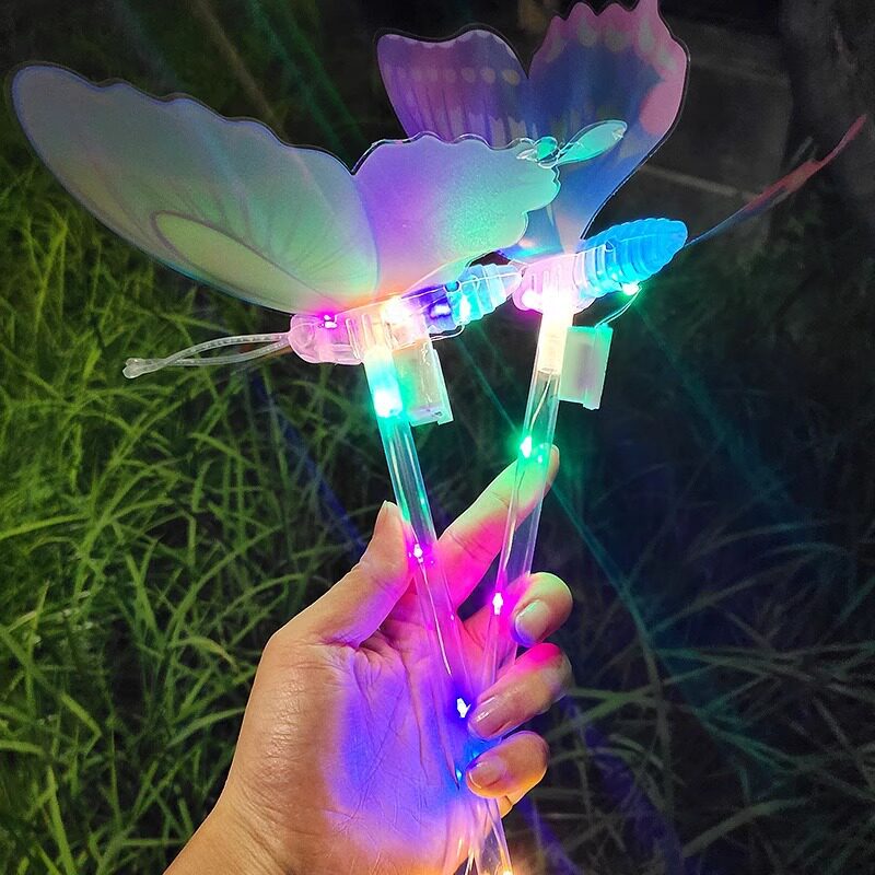 闪光蝴蝶仙女棒儿童发光蝴蝶棒摆摊玩具波波球地推星空球魔法棒
