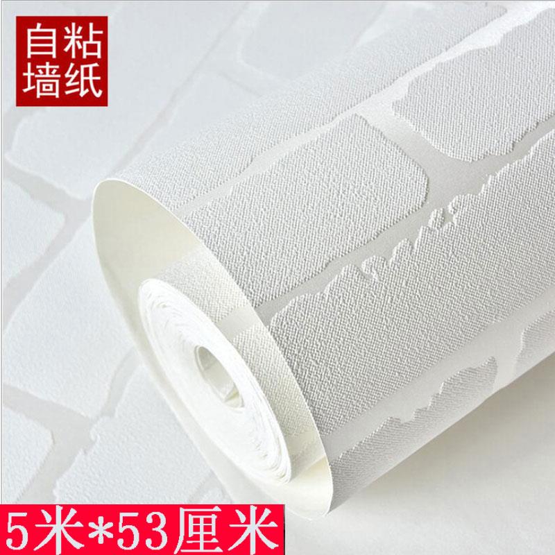 无纺布自粘墙纸复古文化砖白色白砖纹砖块服装店面餐厅背景墙壁纸