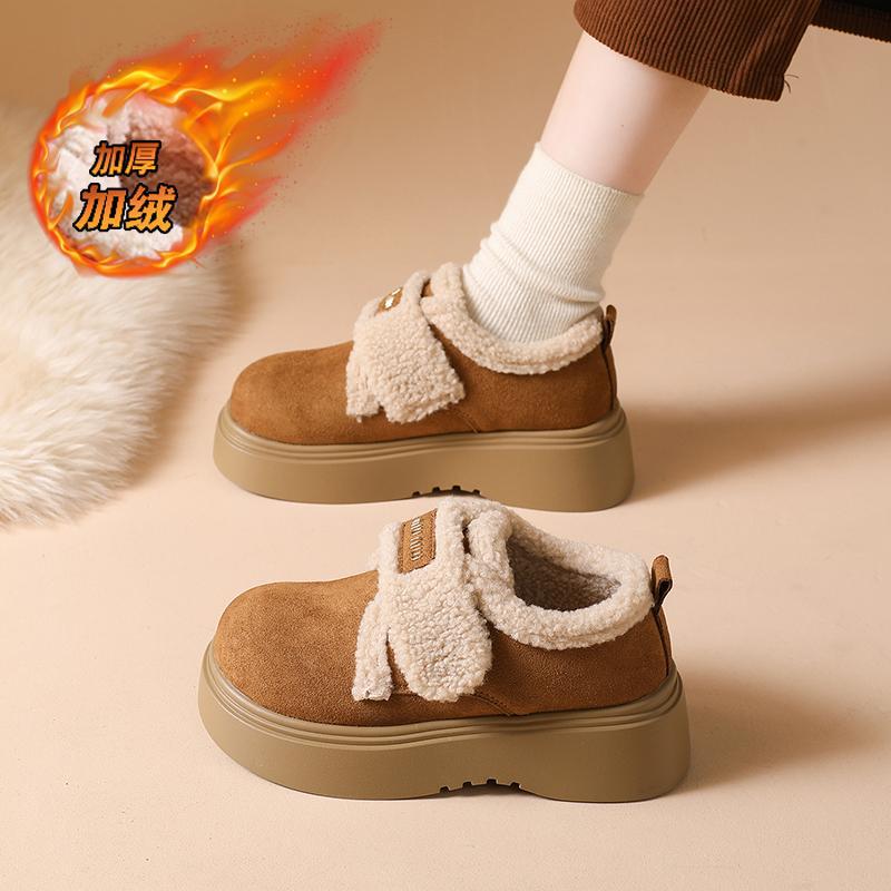 日本品质博肯大头厚底增高棉鞋女鞋2025年秋冬新款小个子增高加绒