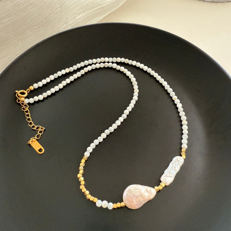 日本品质巴洛克异形珍珠项链女款新款爆款轻奢小众贝壳串珠锁骨链