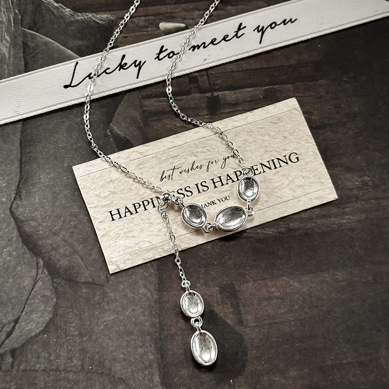 日本品质新款925纯银扁豆可抽拉项链轻奢气质ins小众高级感锁骨链