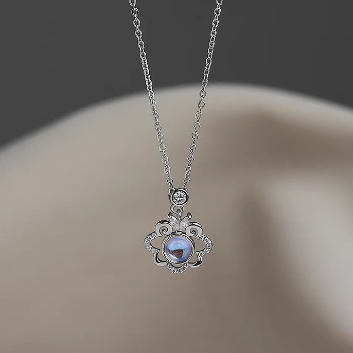 日本品质S999银幻彩平安锁项链个性小众甜美国风爆闪小清新新款锁