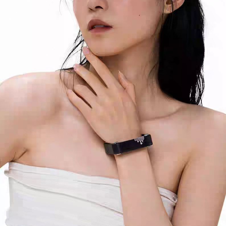 日本品质复古风黑檀木做旧银方形手镯个性时尚手饰女小众设计款方