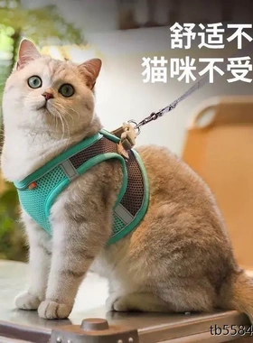 蓝猫牵引绳背心胸背可调节英短蓝白猫遛猫绳子防挣脱专用外出链子
