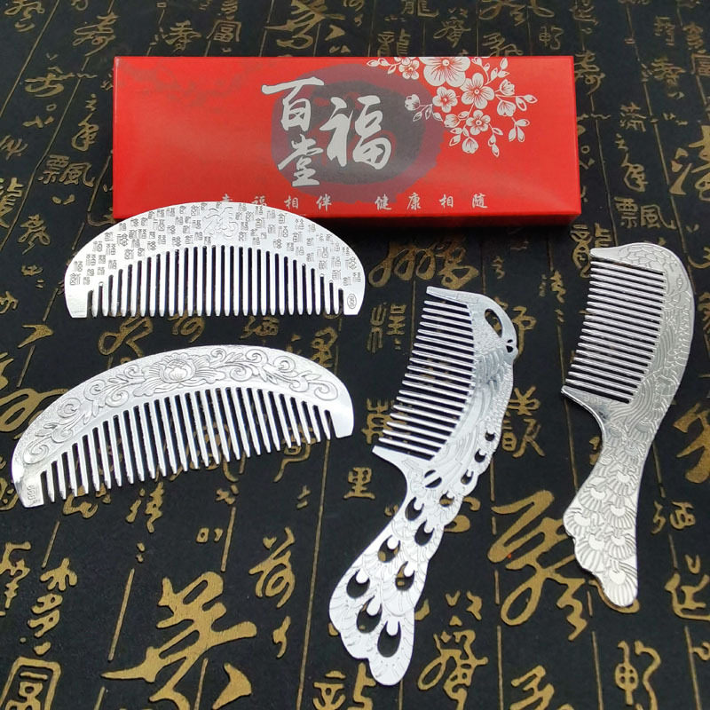 银梳子9999a纯银熟银梳子云南雪花银刮痧梳足银纯手工发梳工艺银