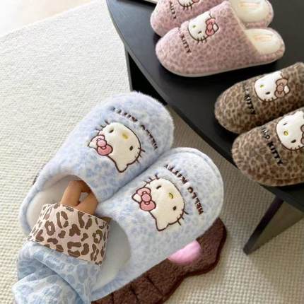 Hello Kitty棉拖鞋轻便家居室内拖鞋加绒加厚棉鞋秋冬季保暖