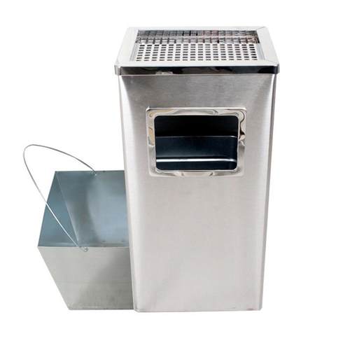 立内锈UZI钢垃圾桶酒店大堂户外带烟灰缸式带不盖大号商场方形桶