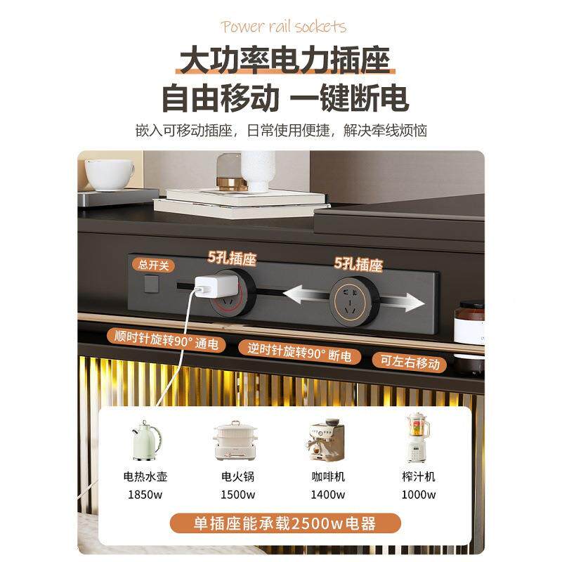 沙发隔断伸缩吧台酒柜一体桌岩板靠墙厨客厅家用意房轻奢式VKO双