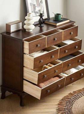 斗柜实木置美式九斗柜储物柜卧室床头柜床客尾斗柜WFM厅抽屉边柜